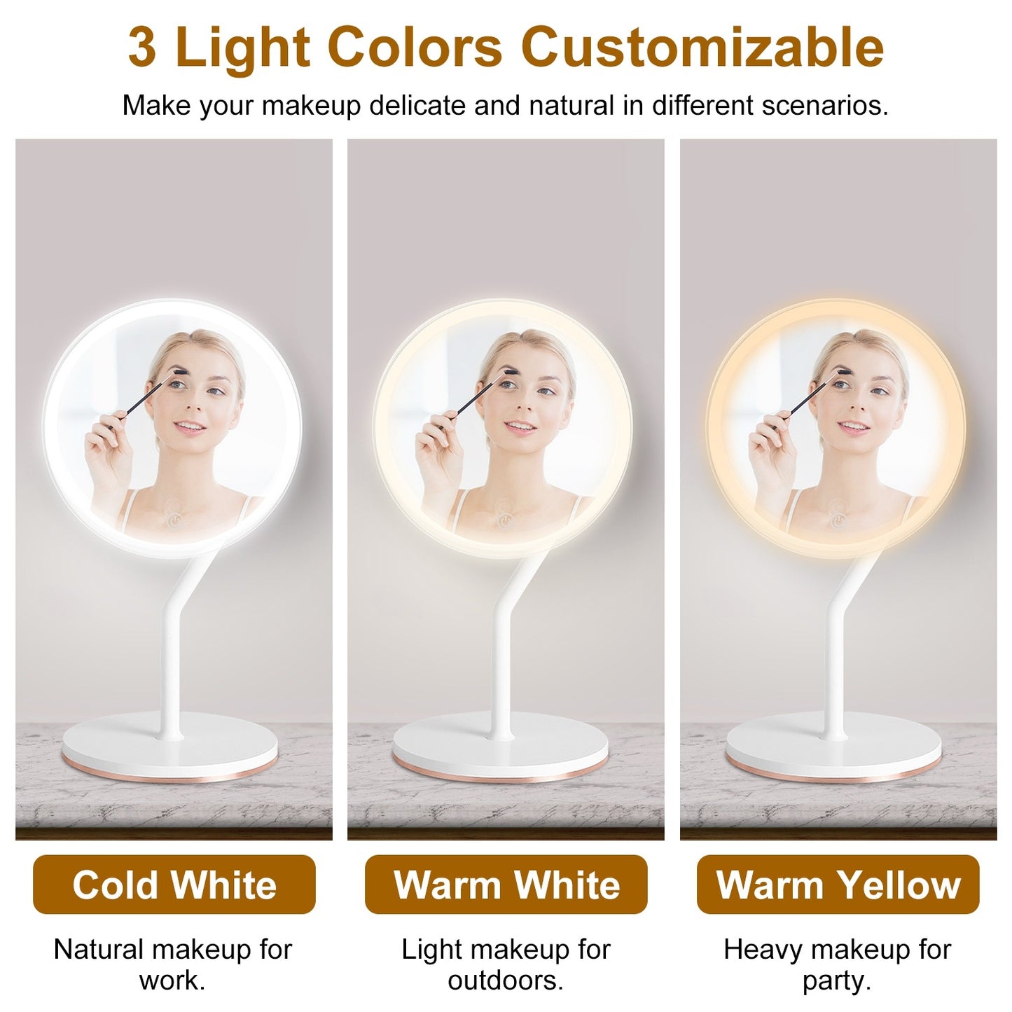 Miroir Maquillage Lumineux Grossissant 5X LED Rechargeable