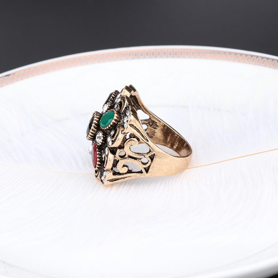 Anillo de aleación con estampado floral bohemio vintage de 20 g
