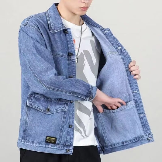 Veste Denim Homme Casual Américain - Blouson Jean Workwear