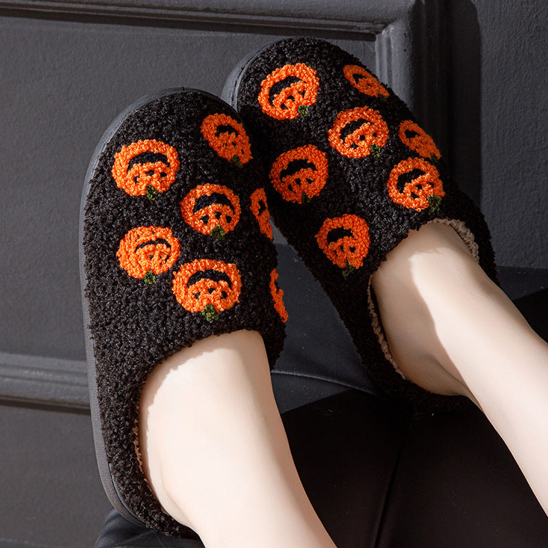 Pantuflas de calabaza de Halloween para mujer: cómodas pantuflas de casa