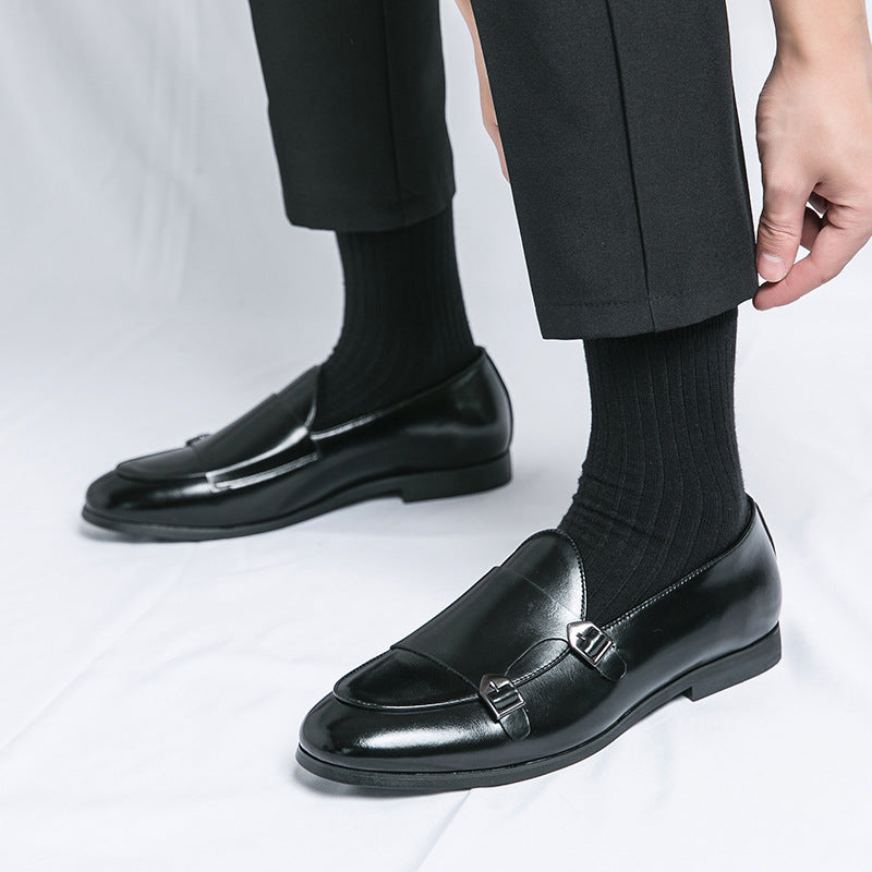 Men's Leather Double Buckle Shoes - Elegant Autumn Style