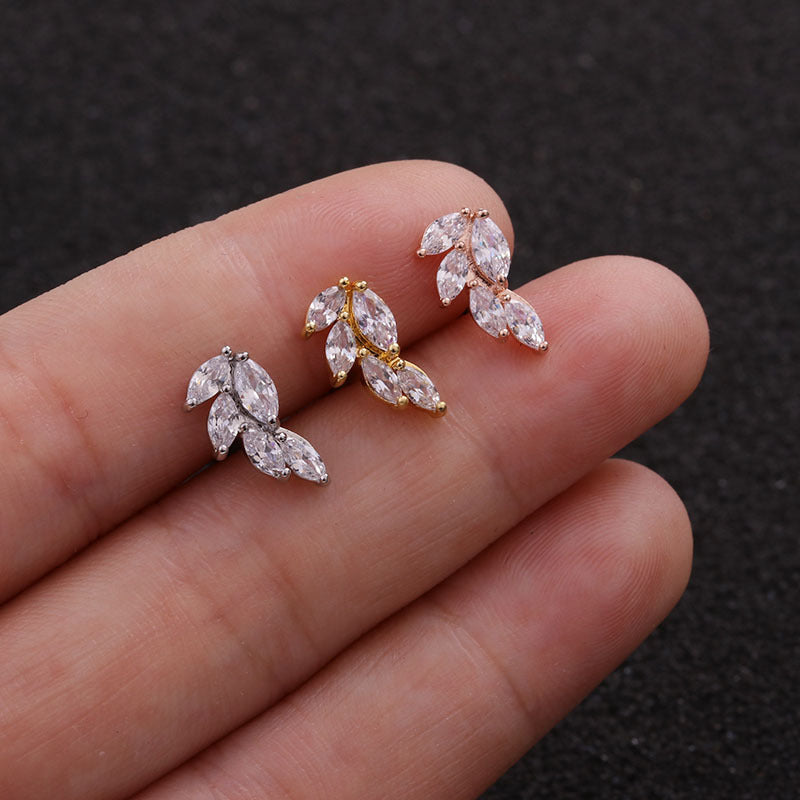 Pendientes de acero inoxidable con diseño de hojas de 22 g (18 variaciones)