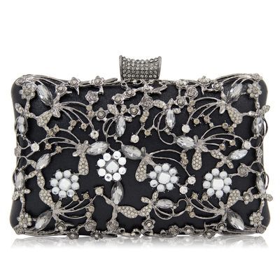 Bolso de mano estilo oriental con diamantes de imitación (450 g) - Asa de cadena