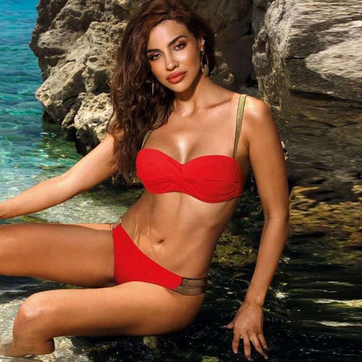 Bikini Femme Taille Moyenne Bandeau - Maillot de Bain 2 Pièces