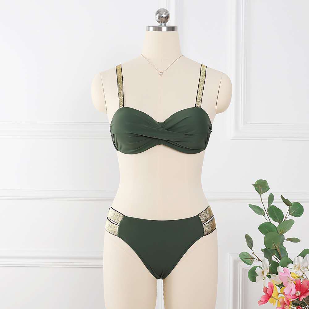Bikini Femme Taille Moyenne Bandeau - Maillot de Bain 2 Pièces