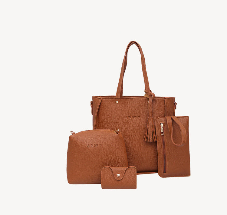 Bolso de hombro para mujer - Conjunto de 4 piezas con borlas - Elegante y práctico