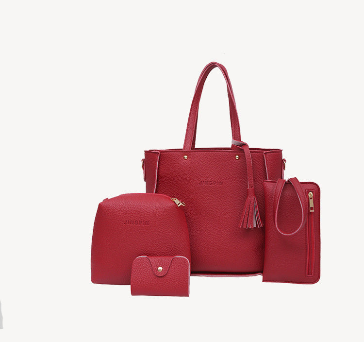 Bolso de hombro para mujer - Conjunto de 4 piezas con borlas - Elegante y práctico