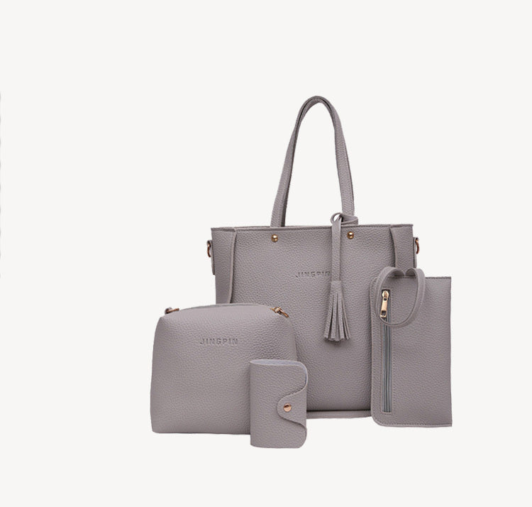 Bolso de hombro para mujer - Conjunto de 4 piezas con borlas - Elegante y práctico