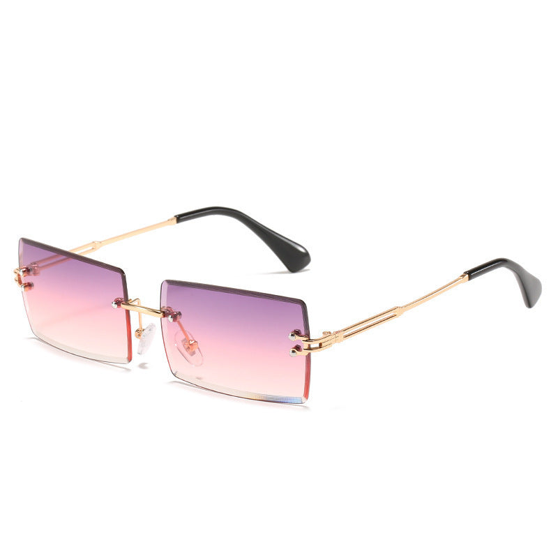 Gafas rectangulares de aleación sin montura para mujer, 56 g | SADJÉ