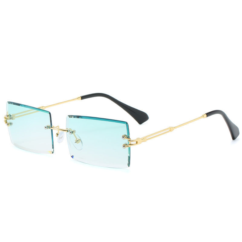 Gafas rectangulares de aleación sin montura para mujer, 56 g | SADJÉ