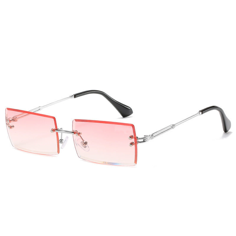 Gafas rectangulares de aleación sin montura para mujer, 56 g | SADJÉ