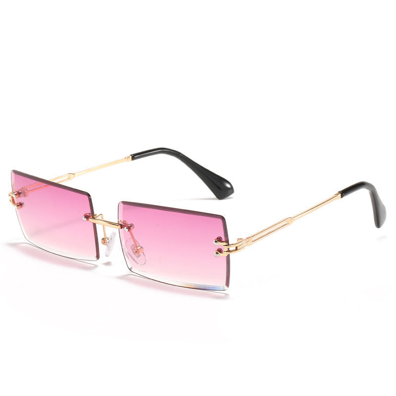 Gafas rectangulares de aleación sin montura para mujer, 56 g | SADJÉ