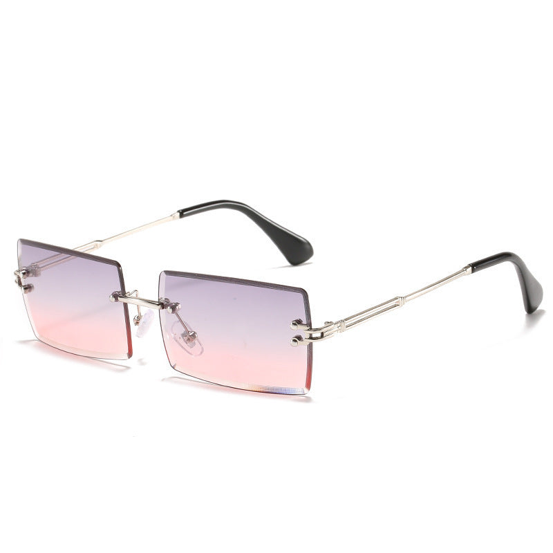 Gafas rectangulares de aleación sin montura para mujer, 56 g | SADJÉ