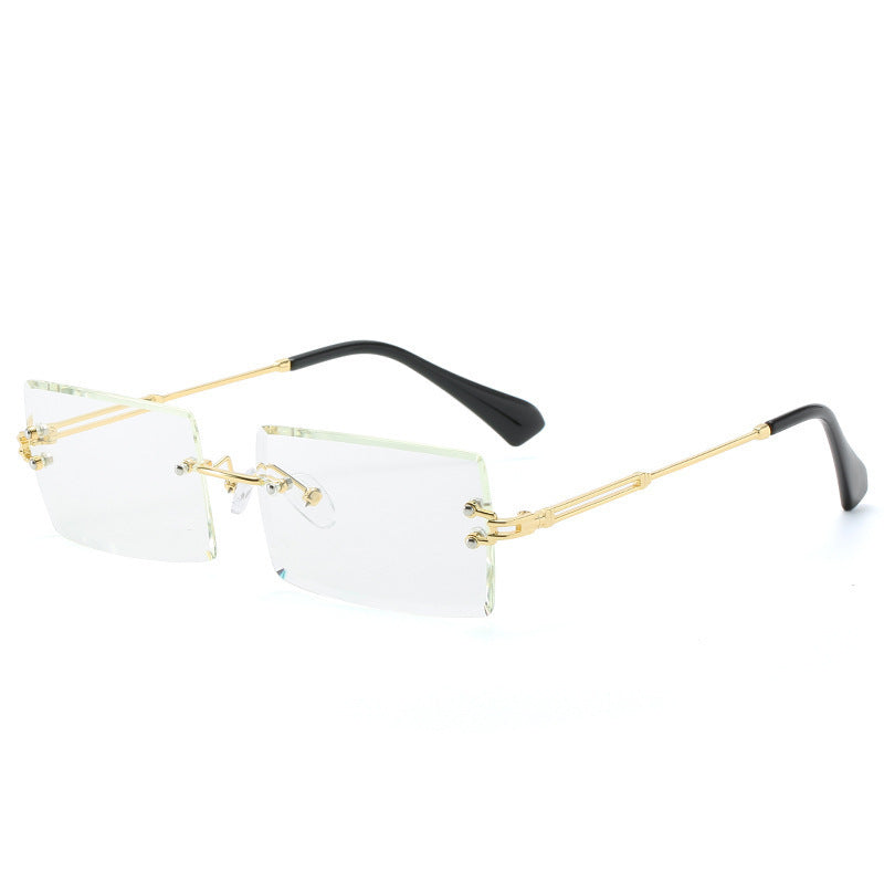 Gafas rectangulares de aleación sin montura para mujer, 56 g | SADJÉ