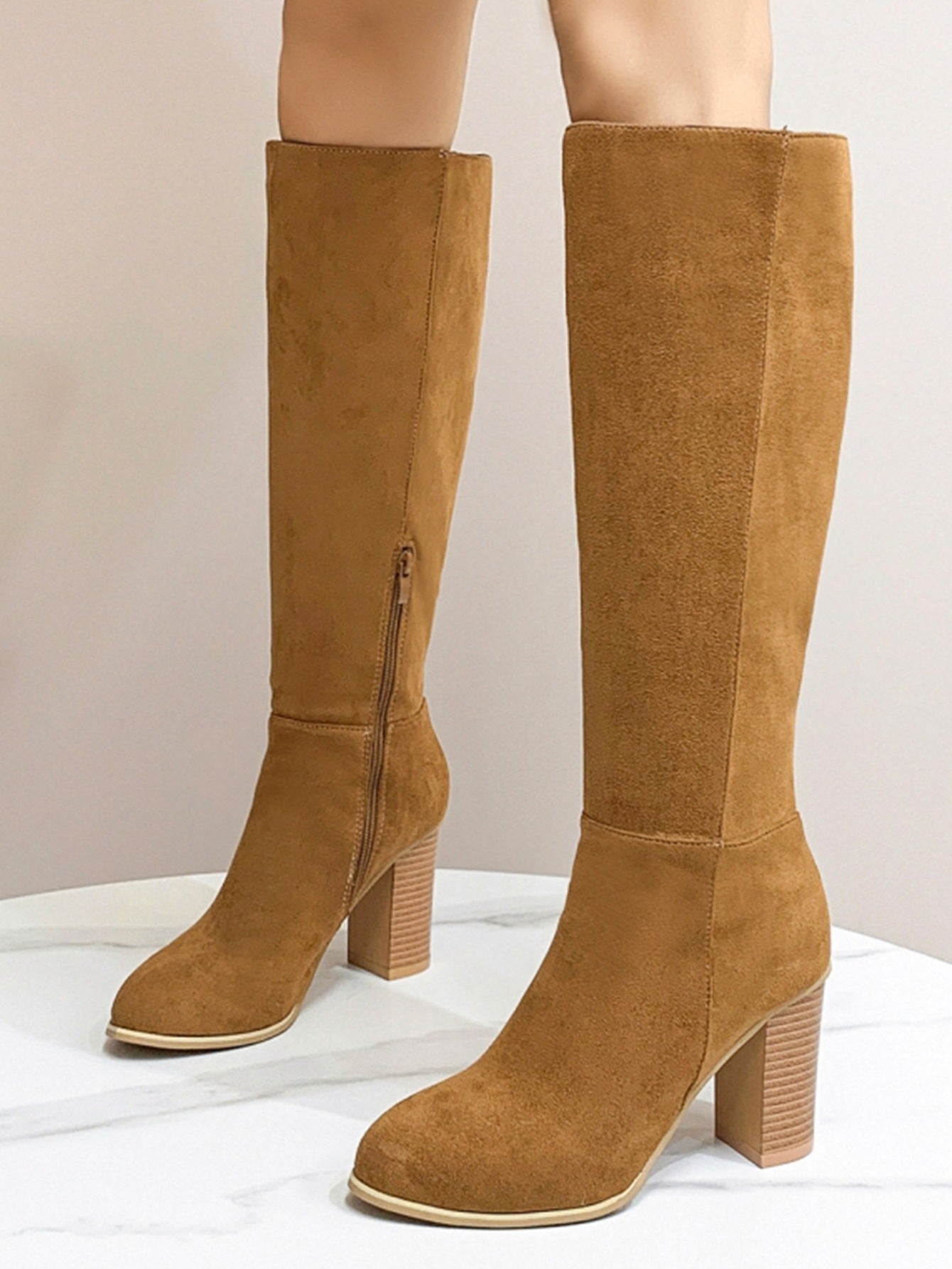 Botines de tacón alto con punta cuadrada para mujer - Tendencia de moda