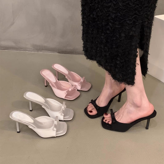Mules Femme Nœud Talon Aiguille Bout Carré - Élégantes Chic