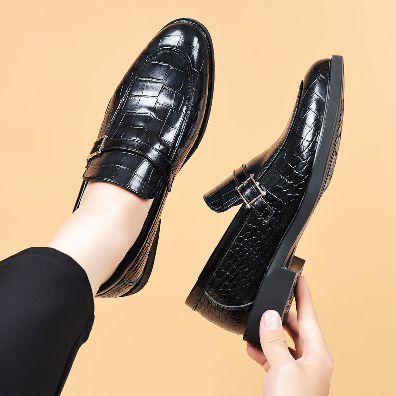Crocodile Pattern Leather Men's Shoes - Elegant Business