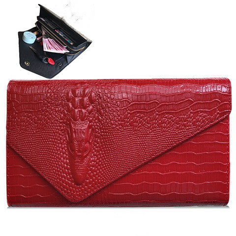Cartera de mano tipo sobre con estampado de cocodrilo para mujer - PU repujado