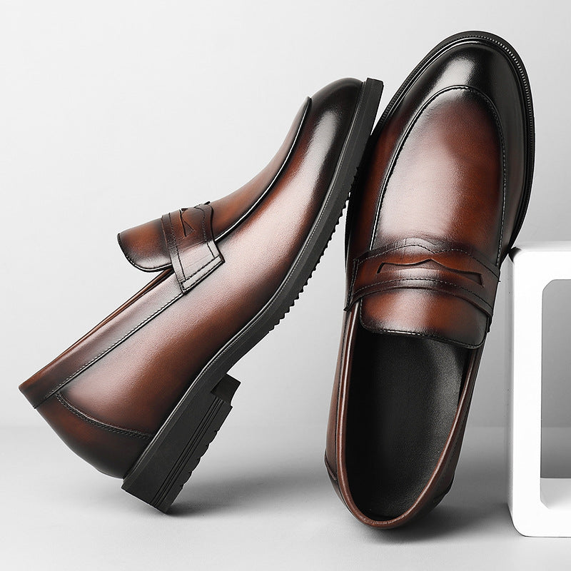 Men's Leather Elevator Shoes - Elegant Business Style