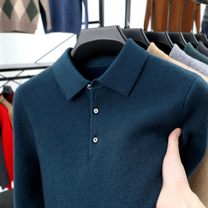 Polo de hombre con cuello vuelto y mangas largas - Suéter de punto de moda