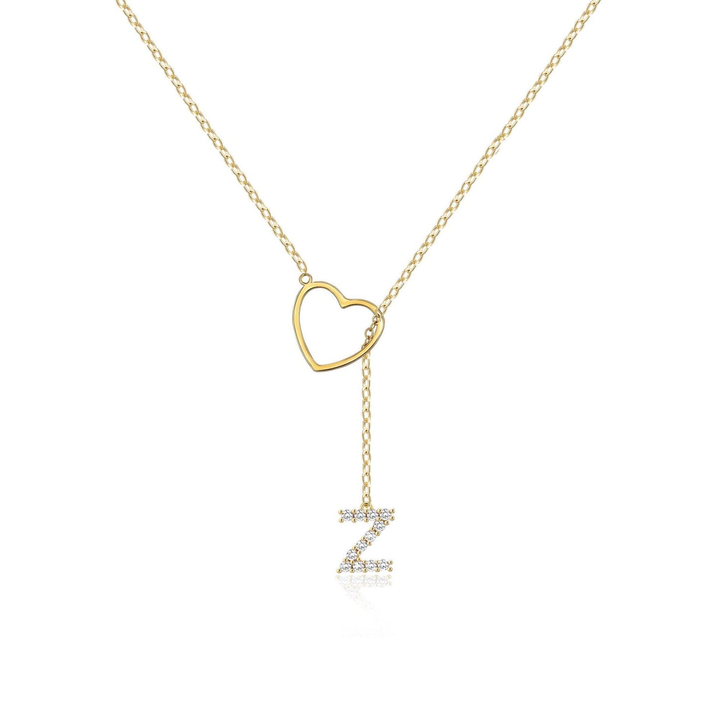 Pendentif Initiales Glamours Doré Zircon - 26 Lettres Anglaises