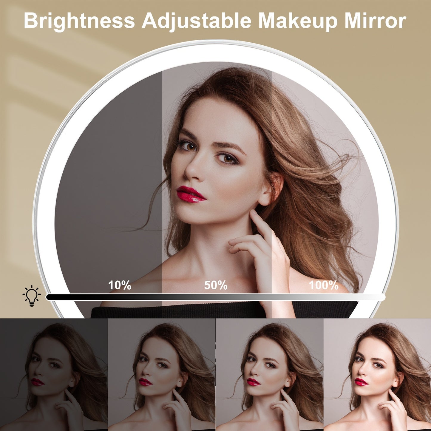 Miroir Maquillage Lumineux Grossissant 5X LED Rechargeable