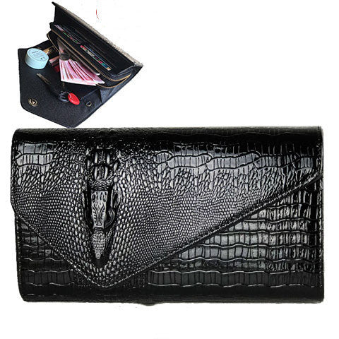 Cartera de mano tipo sobre con estampado de cocodrilo para mujer - PU repujado