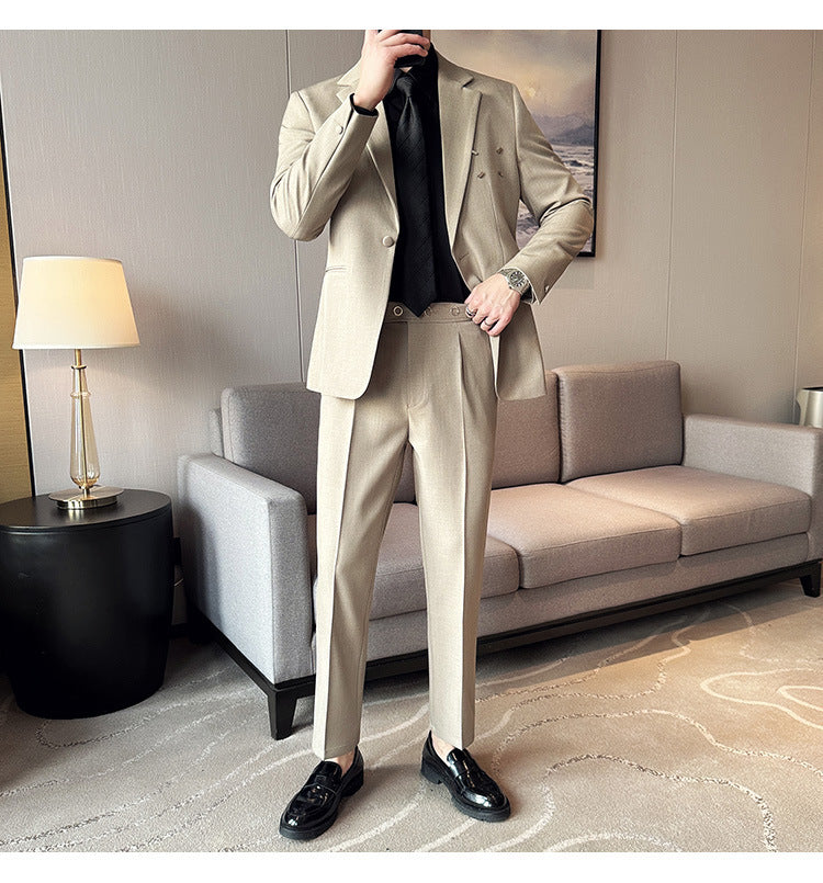 Men's 2 Piece Slim Fit Suit - Casual One Button Jacket