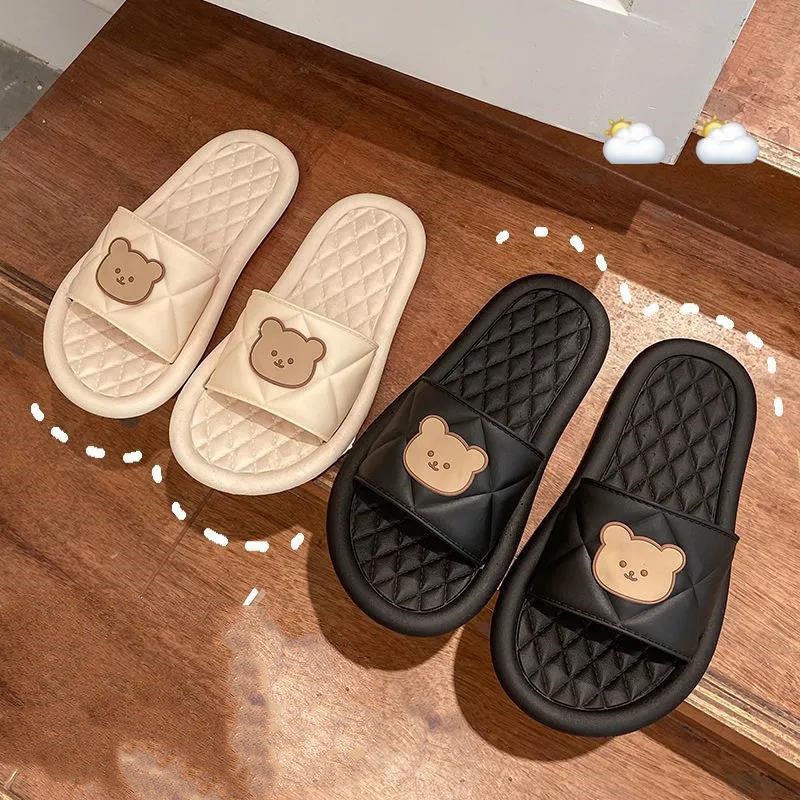 Summer Beach Flip Flops Teddy Bear - Comfortable Bathroom Home Slippers