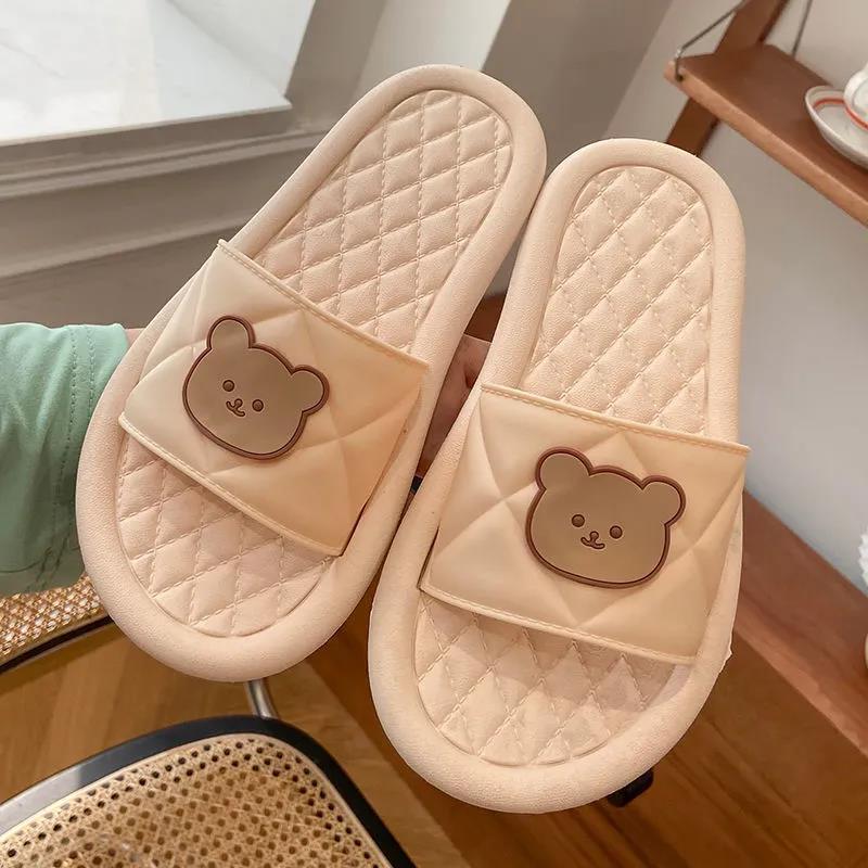 Summer Beach Flip Flops Teddy Bear - Comfortable Bathroom Home Slippers