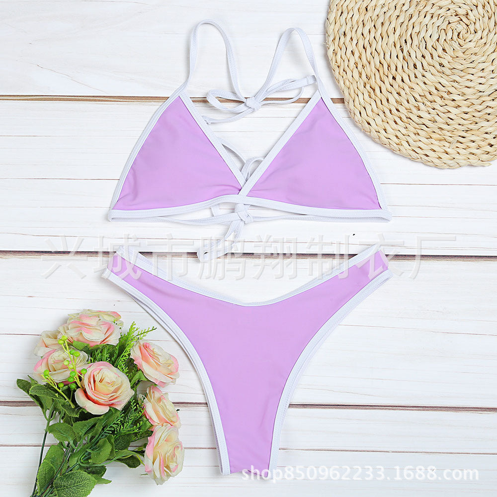 Bikini Femme Sexy Uni - Maillot de Bain 2 Pièces Été