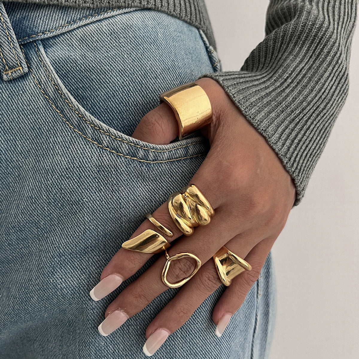 Anillo abierto geométrico irregular - Estilo moderno