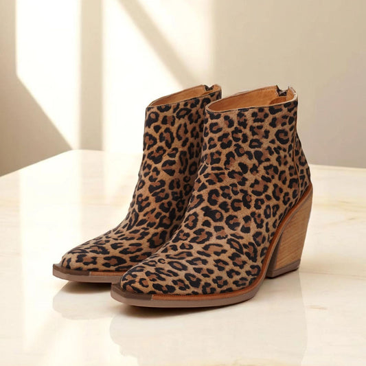 Bottines Femme Léopard Pointues - Talons Hauts Zip Arrière Tendance