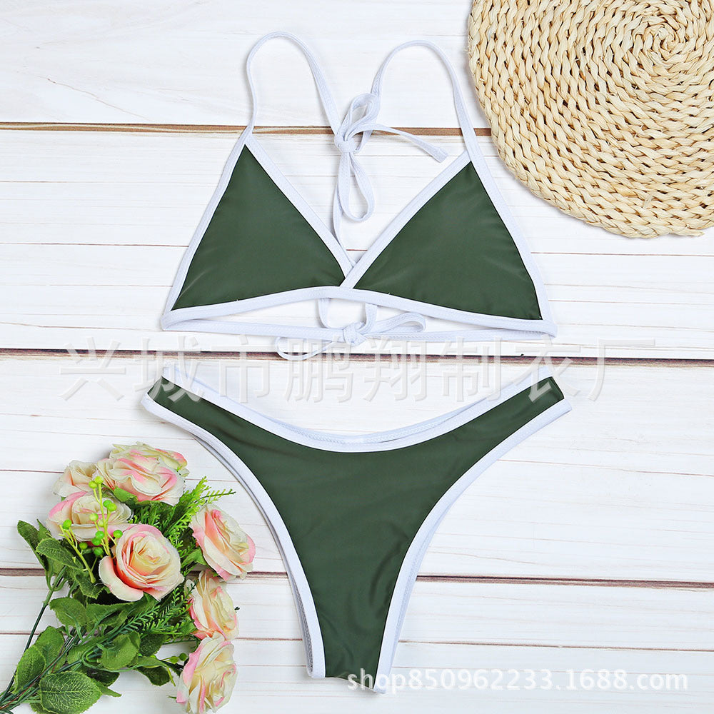 Bikini Femme Sexy Uni - Maillot de Bain 2 Pièces Été