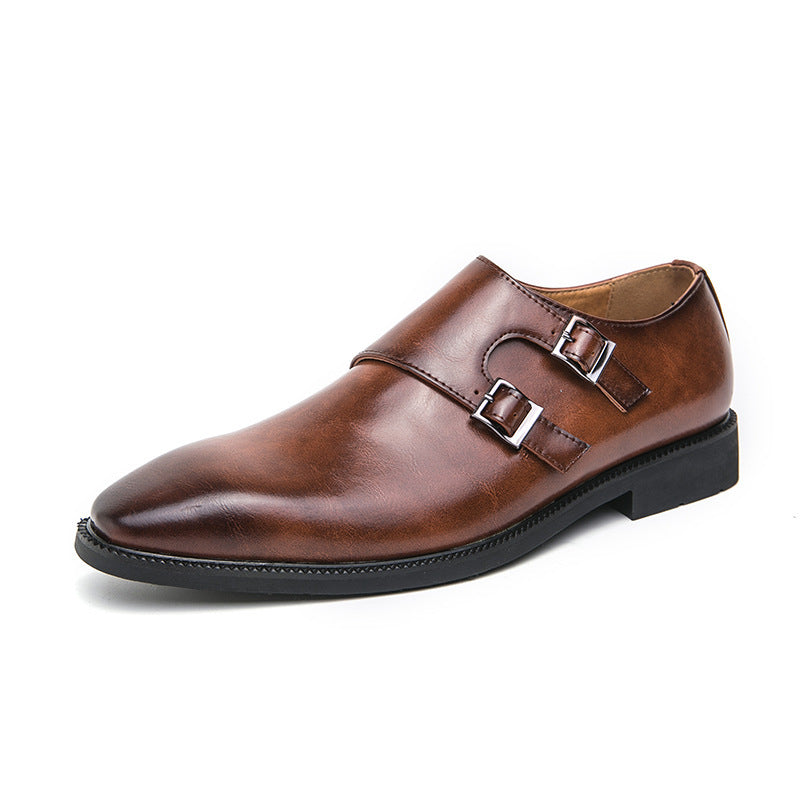Men's Leather Dress Shoes - Elegant Buckle Office Wedding