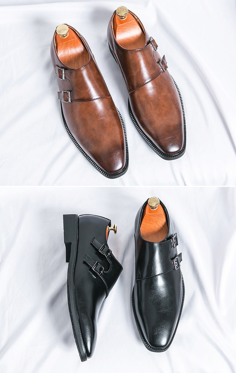 Men's Leather Dress Shoes - Elegant Buckle Office Wedding