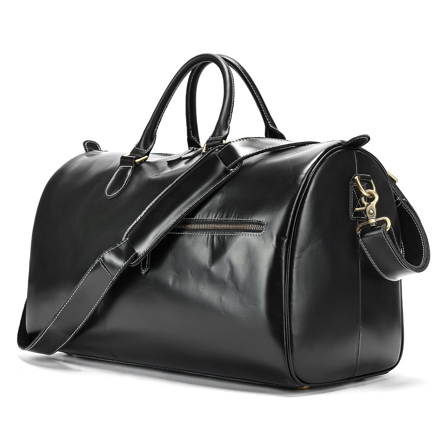 Bolso de viaje vintage de cuero de gran capacidad con bandolera