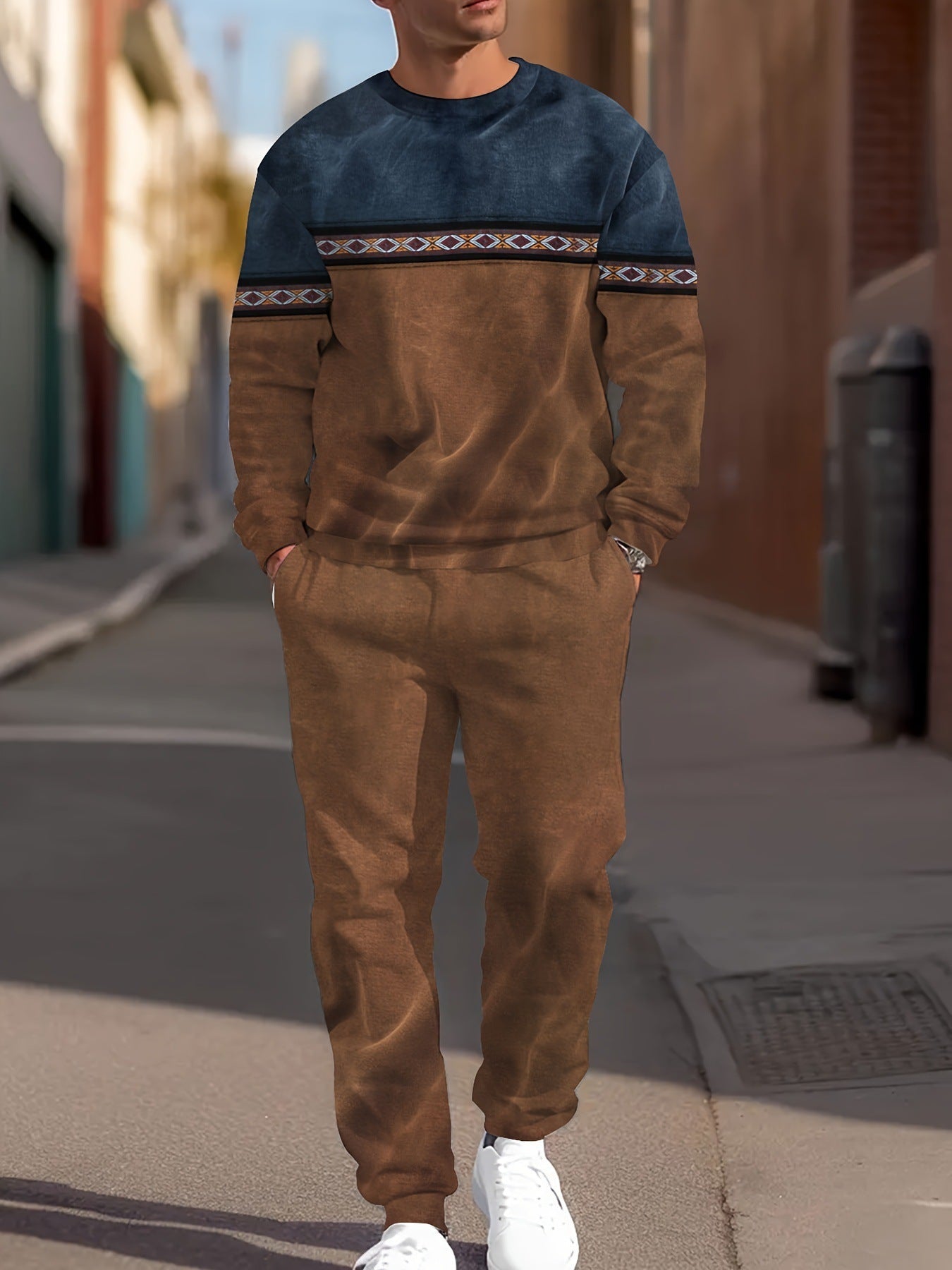 Men's Printed Tracksuit Set - Sports Jacket and Pants
