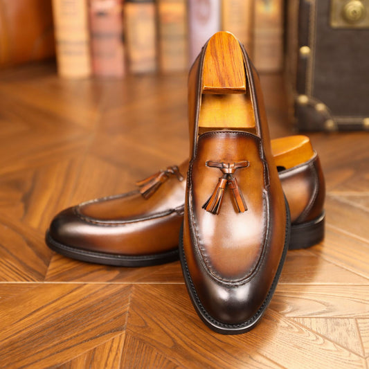 Mocassins Homme Cuir Glands Style Britannique - Élégants Haut de Gamme