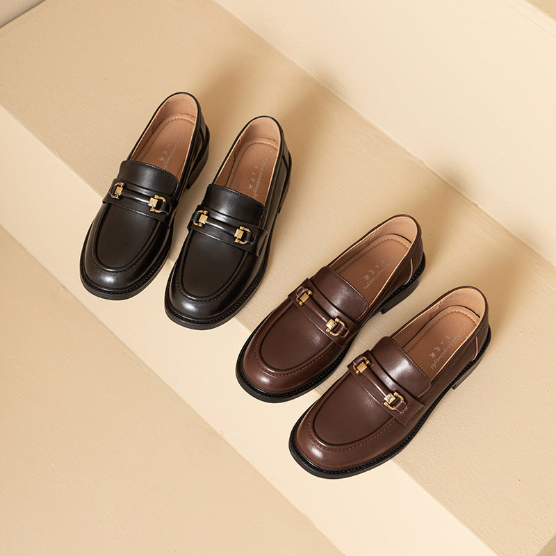 Zapatos de tacón de piel auténtica para mujer - Estilo retro británico