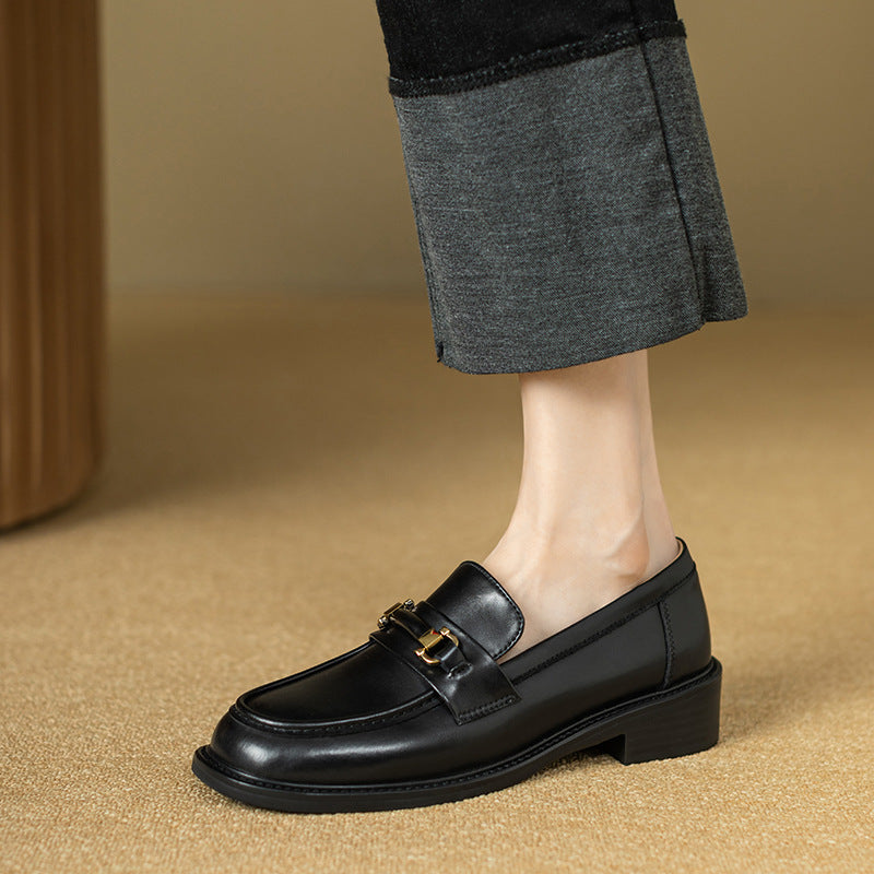 Zapatos de tacón de piel auténtica para mujer - Estilo retro británico