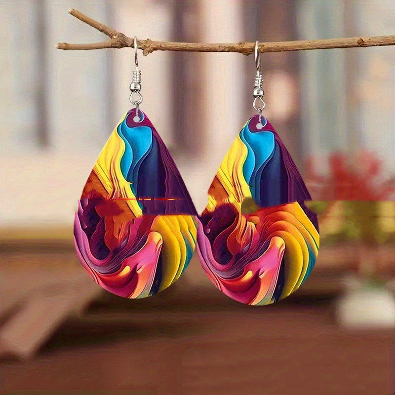 Pendientes acrílicos colgantes de 22 g - Planet Patterns 4 Colors