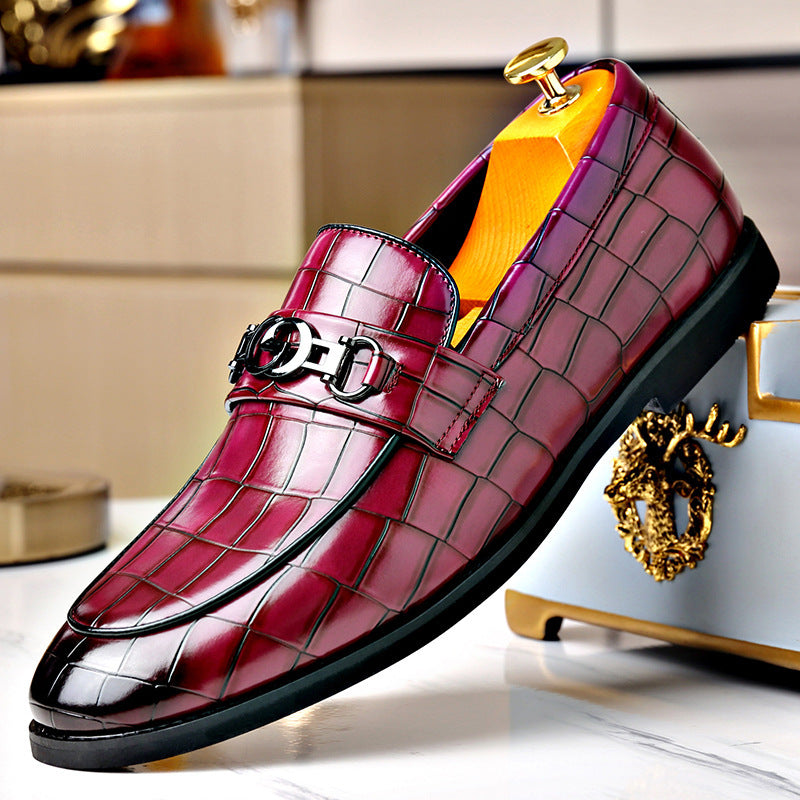 Men's Leather Shoes with Metallic Bits - Business Casual Style
