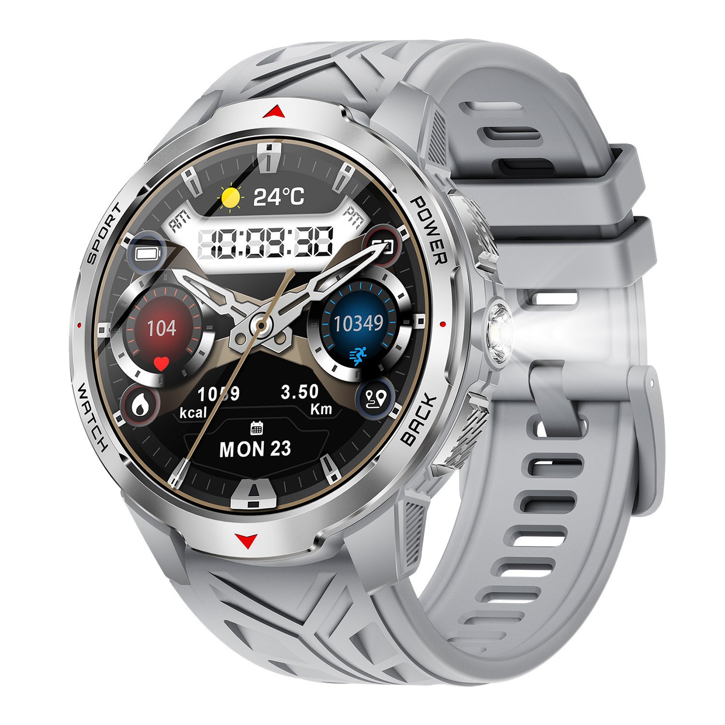 Montre Connectée Sport Boussole Lampe - Appels Bluetooth Grande Batterie