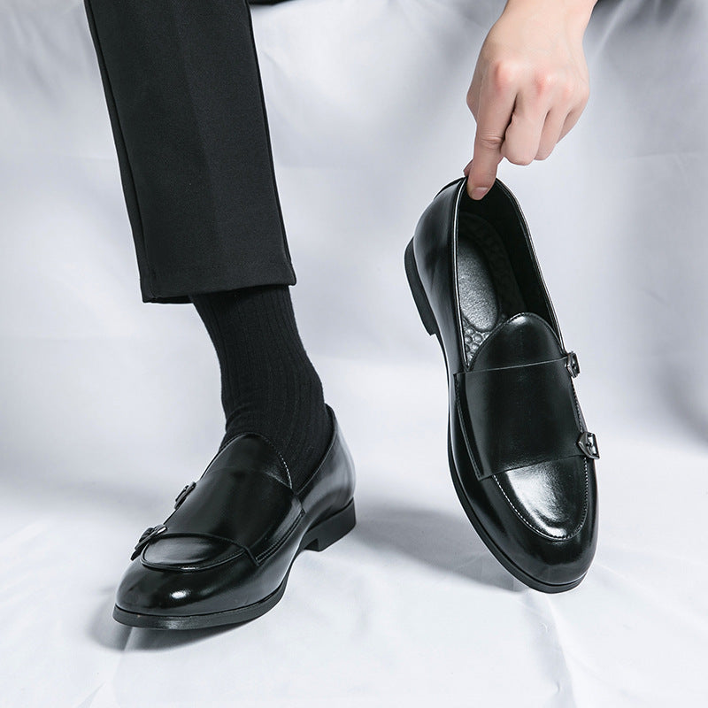 Men's Leather Double Buckle Shoes - Elegant Autumn Style