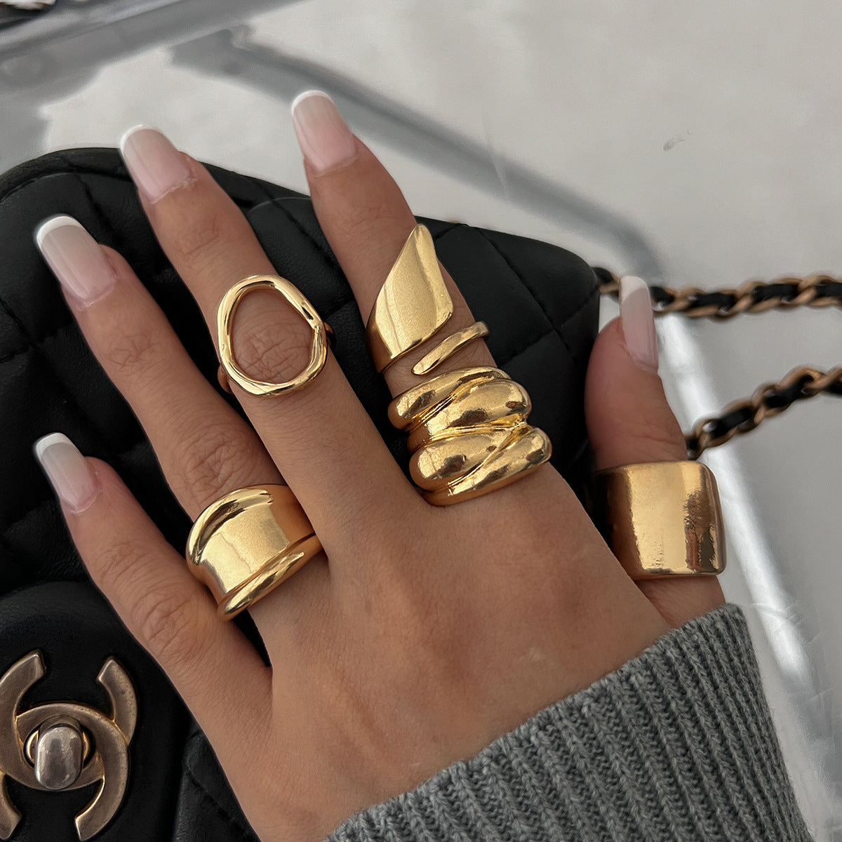 Anillo abierto geométrico irregular - Estilo moderno