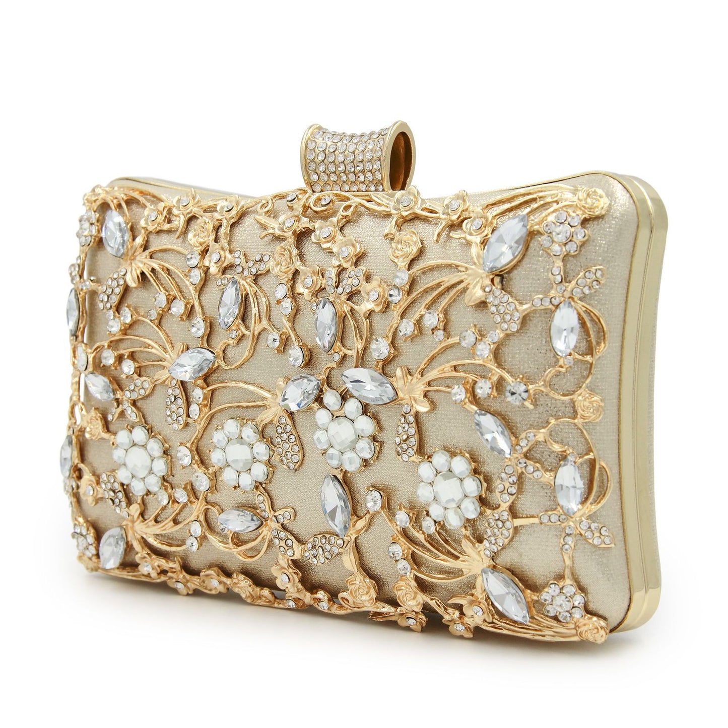 Bolso de mano estilo oriental con diamantes de imitación (450 g) - Asa de cadena