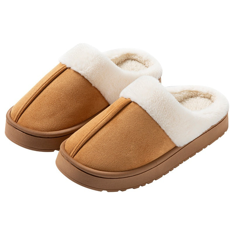 Pantuflas de plataforma de felpa para mujer - Pantuflas de algodón antideslizantes