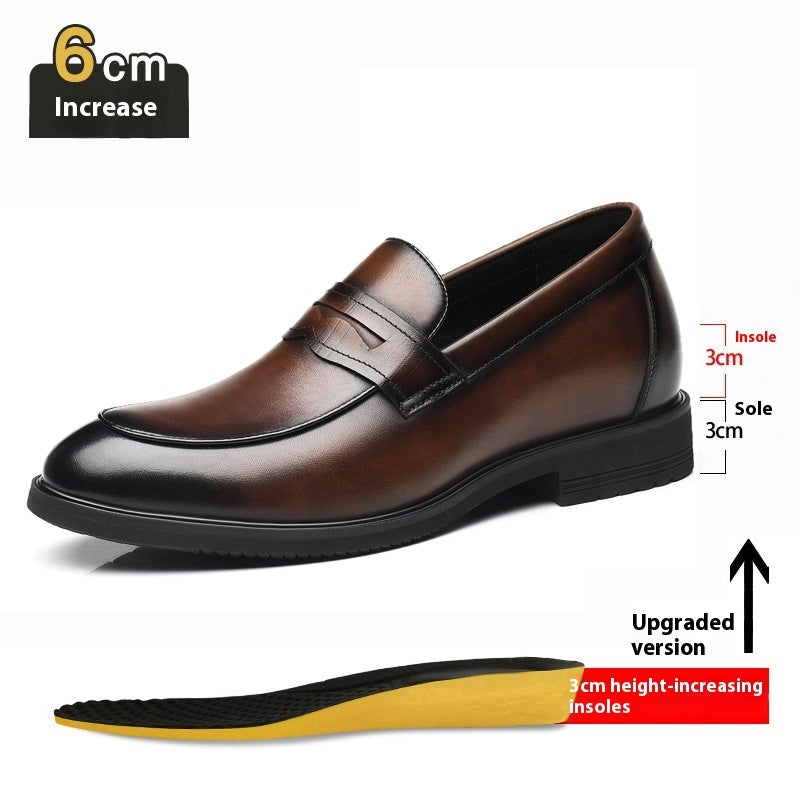 Men's Leather Elevator Shoes - Elegant Business Style