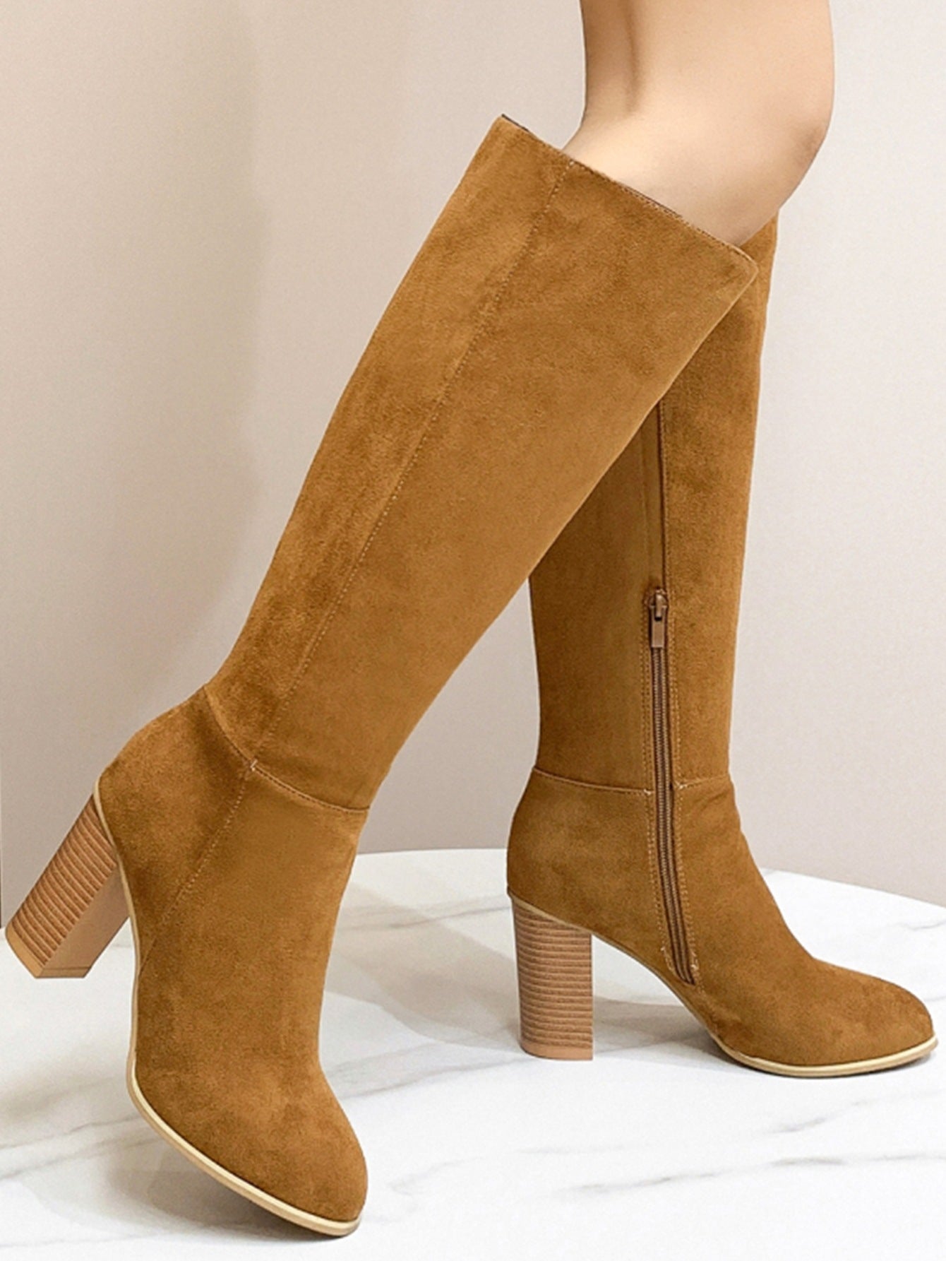Botines de tacón alto con punta cuadrada para mujer - Tendencia de moda